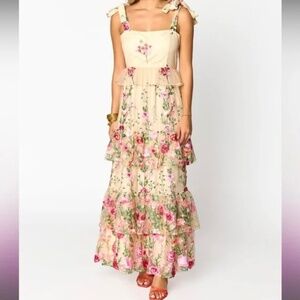 EDIE TIE-SHOULDER MAXI DRESS - ROMANCE